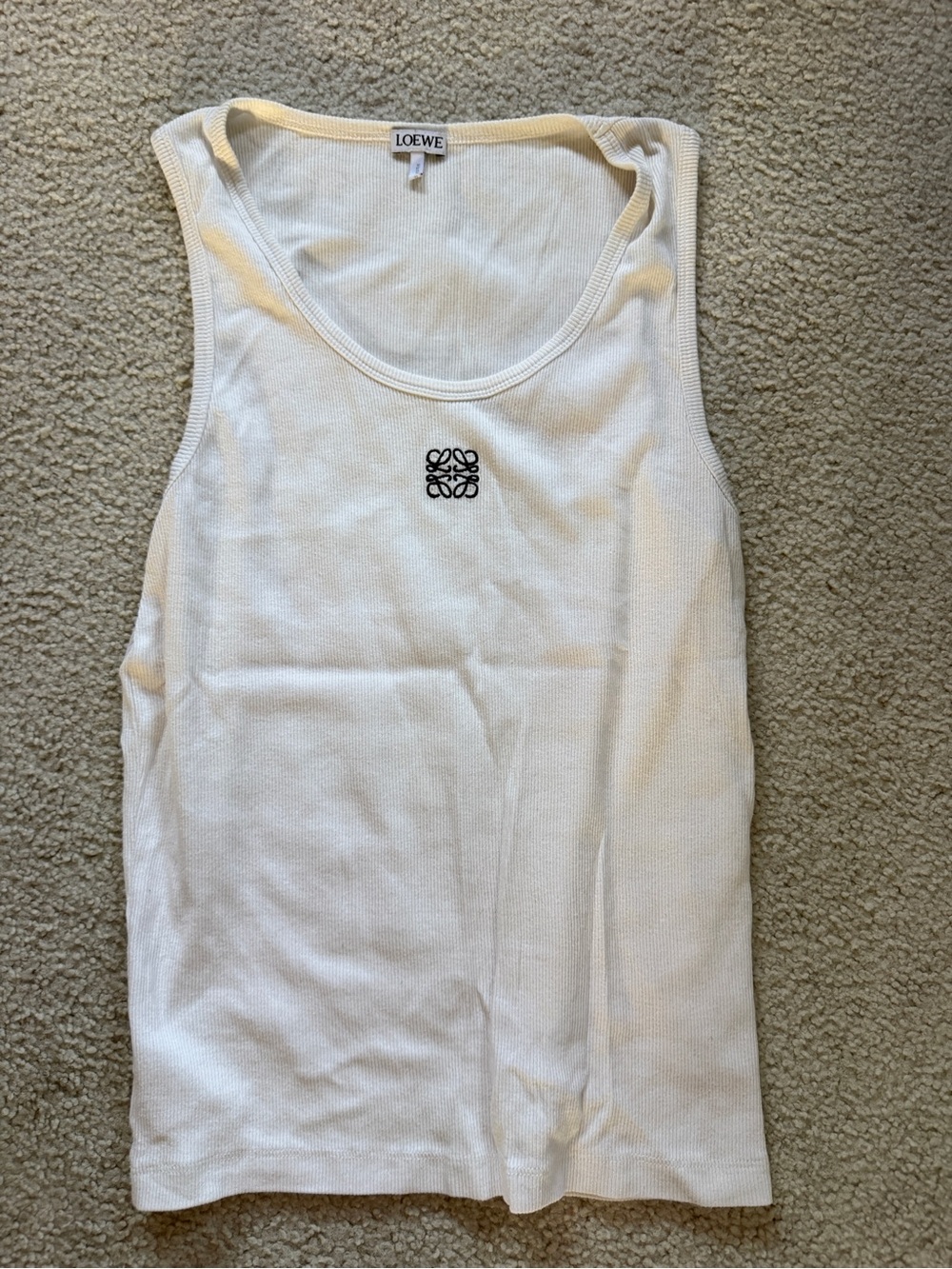 LOEWE White Cotton Sleeveless Logo Tank Top Authentic